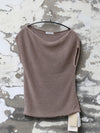 INTO THE EAST 25 Spring/Summer Black/Khaki Gray One-shoulder Drop Shoulder Knit Top ITE-E1DGSS006GY20KT-KQH Khaki Gray
